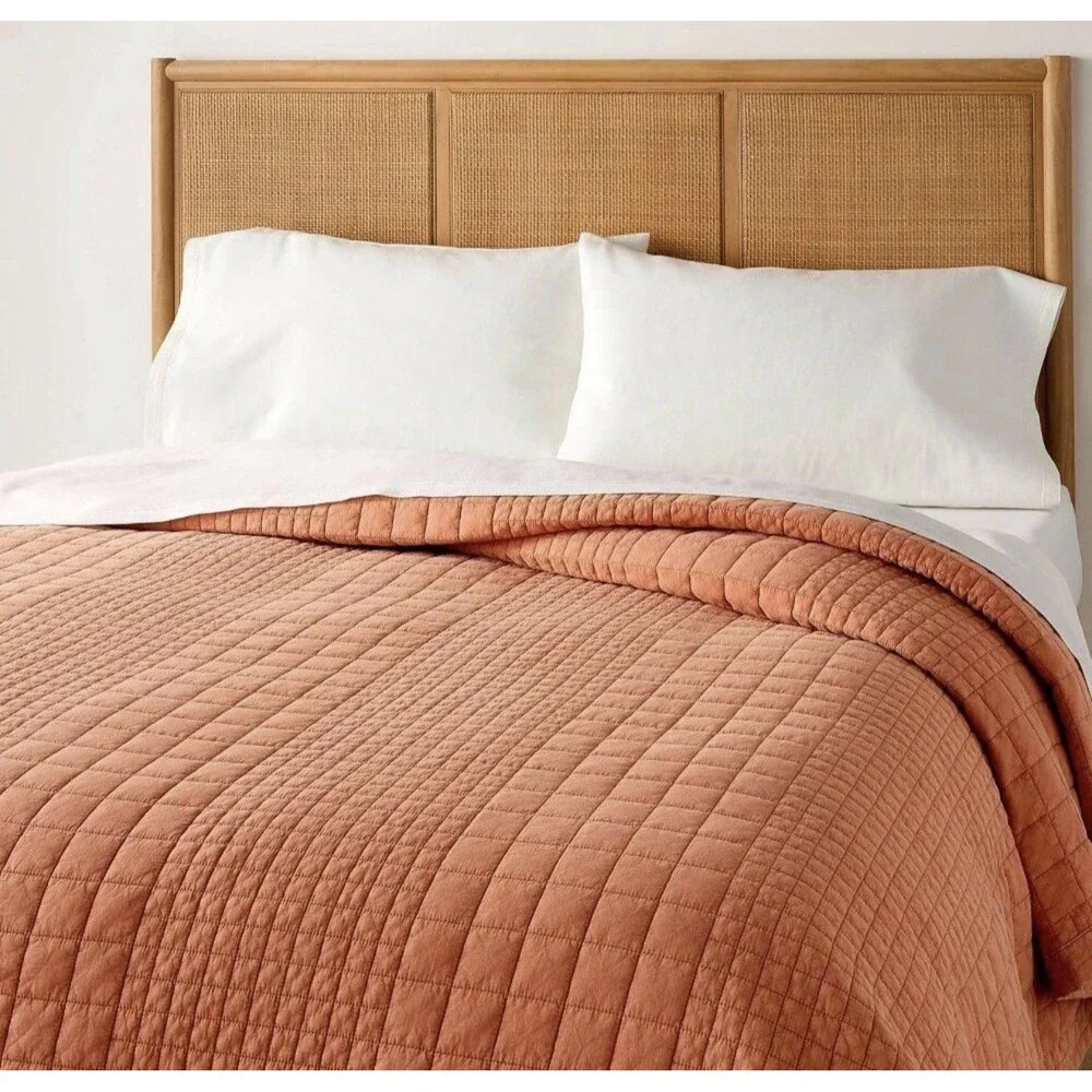 Full/Queen Grid Stitch Quilt Rust - Hearth & Hand with Magnolia NEW